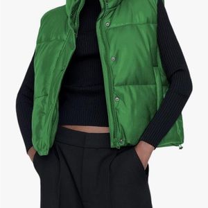 New! Faux leather puffer vest zip up sleeveless